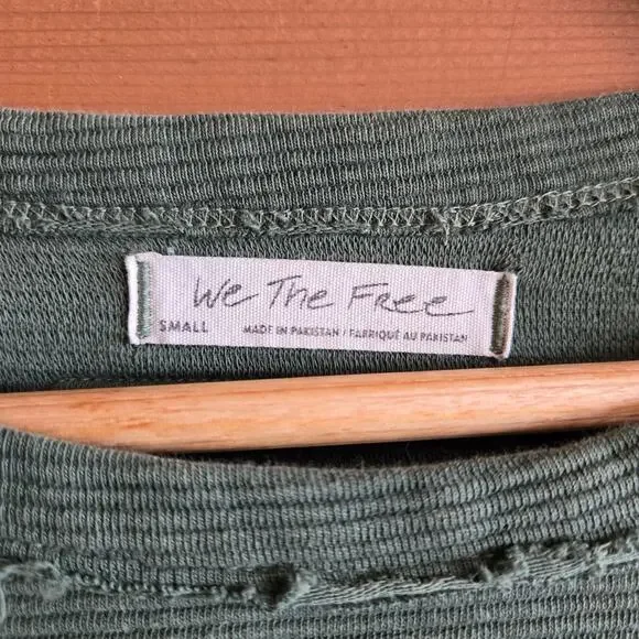 Free People We The Free Total Eclipse Tee Eden Green Ribbed Drop Shoulder S Boho - Picture 4 of 7